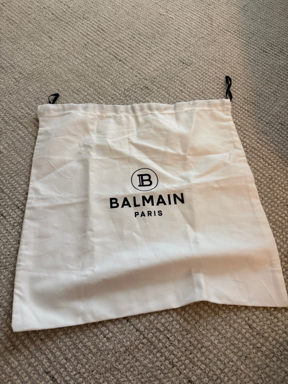 Balmain White Cotton Logo Drawstring Pouch